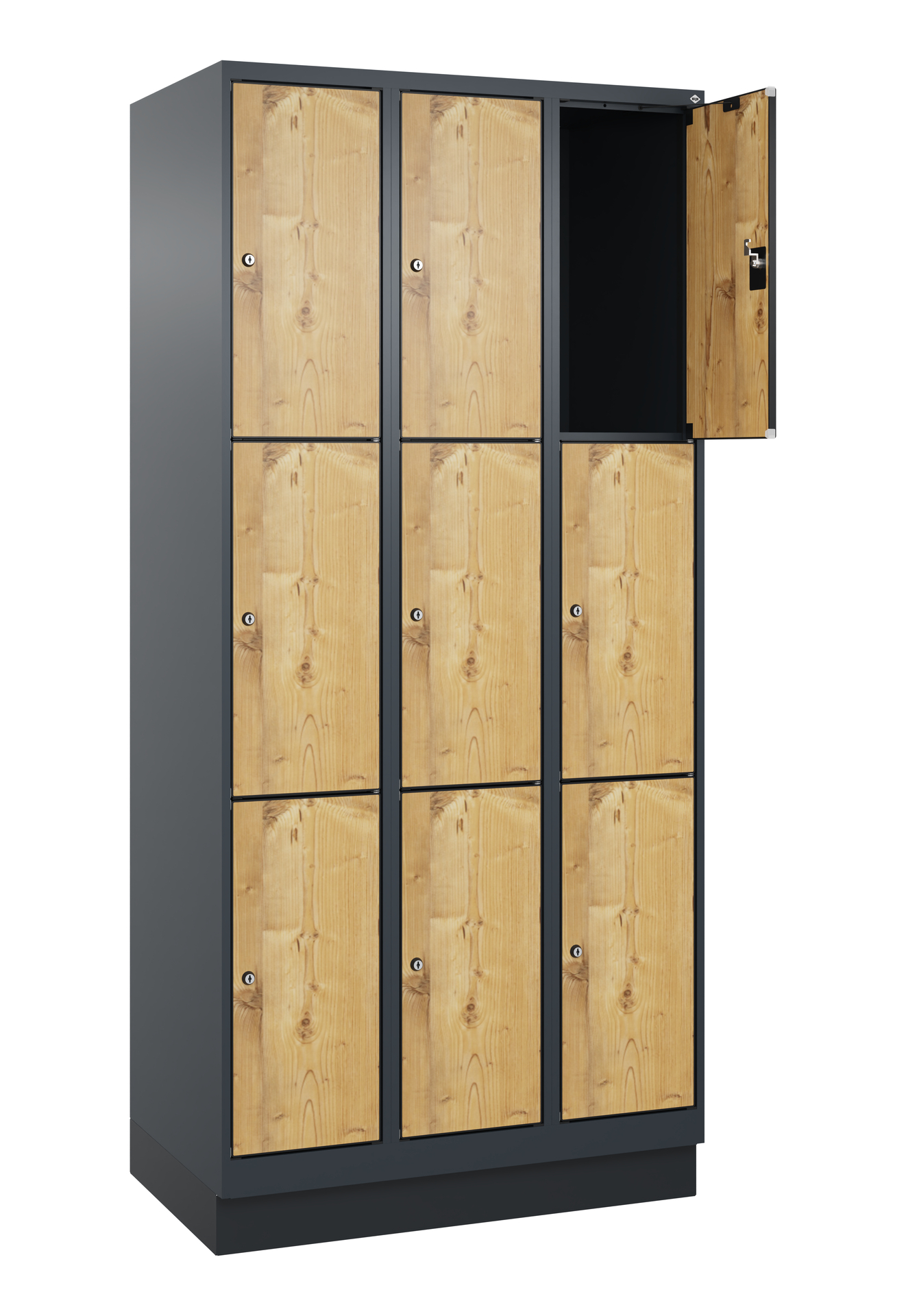 C+P Schlie�fachschrank Evolo PLUS, Sockel, 9 F�cher, 1950x900x500mm