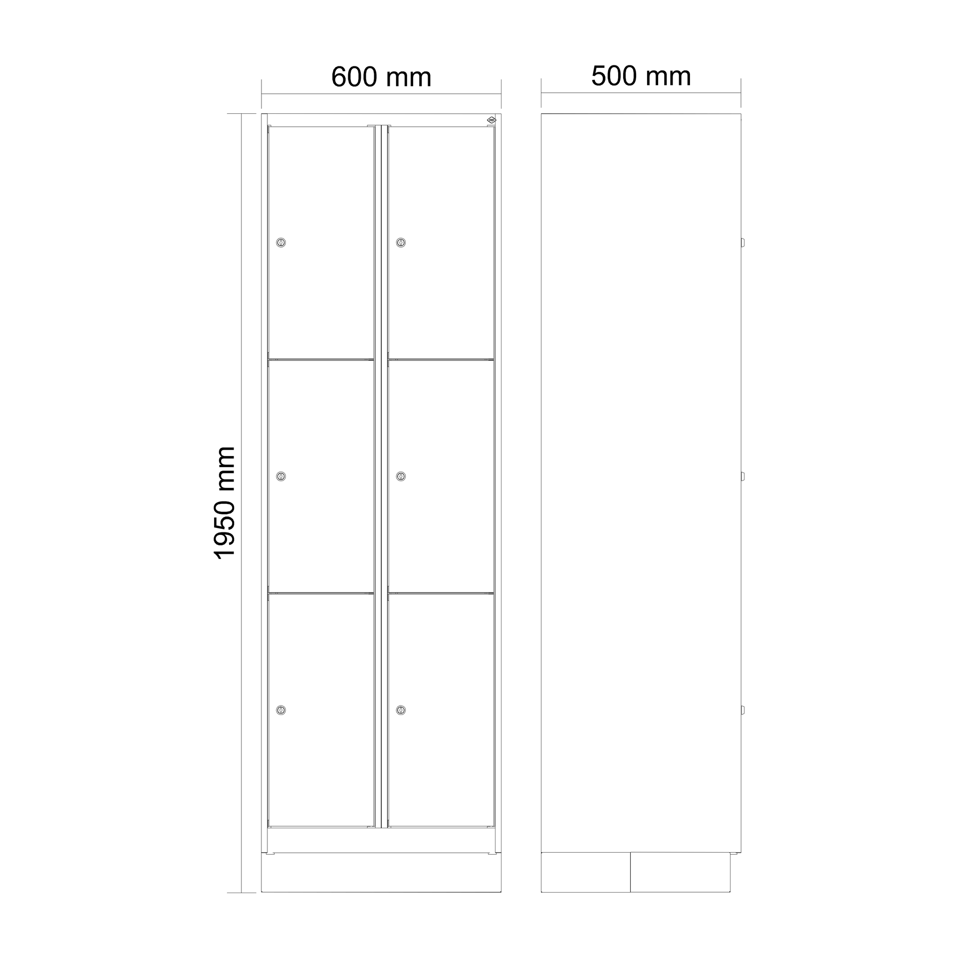 C+P Schlie�fachschrank Evolo PLUS, Sockel, 6 F�cher, 1950x600x500mm