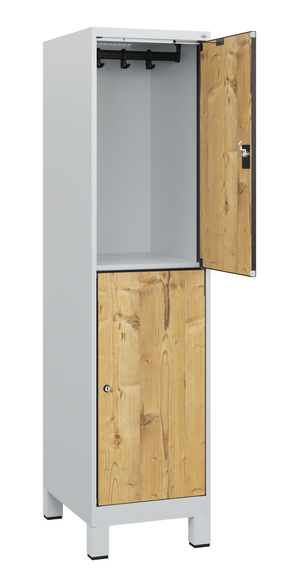 C+P Doppelst�ckiger Schulspind Evolo PLUS, F��e, 2 F�cher, 1630x400x500mm