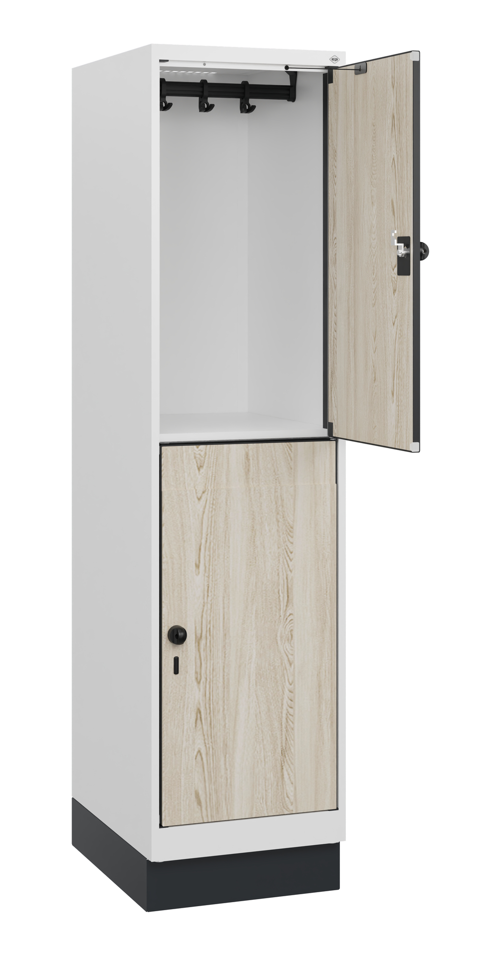 C+P Doppelst�ckiger Schulspind Evolo PLUS, Sockel, 2 F�cher, 1630x400x500mm