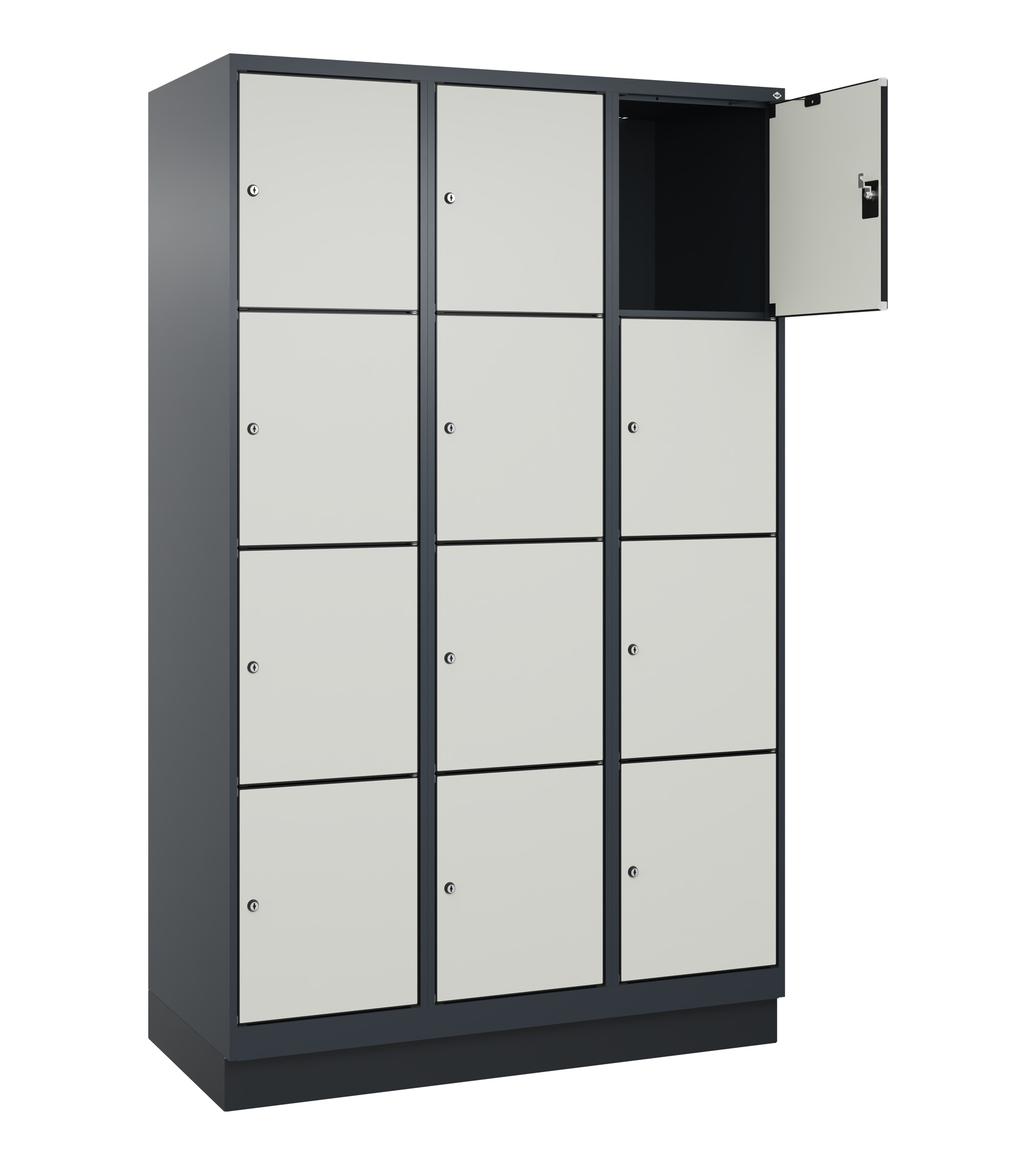 C+P Schlie�fachschrank Evolo PLUS, Sockel, 12 F�cher, 1950x1200x500mm