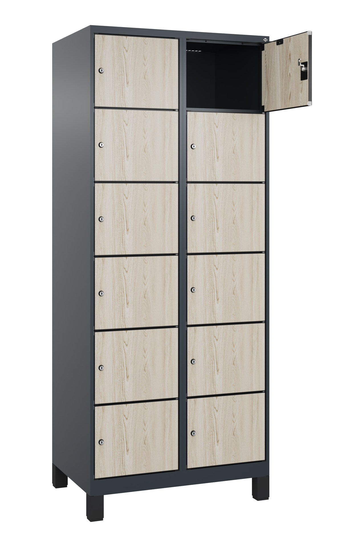C+P Schlie�fachschrank Evolo PLUS, F��e, 12 F�cher, 1950x800x500mm