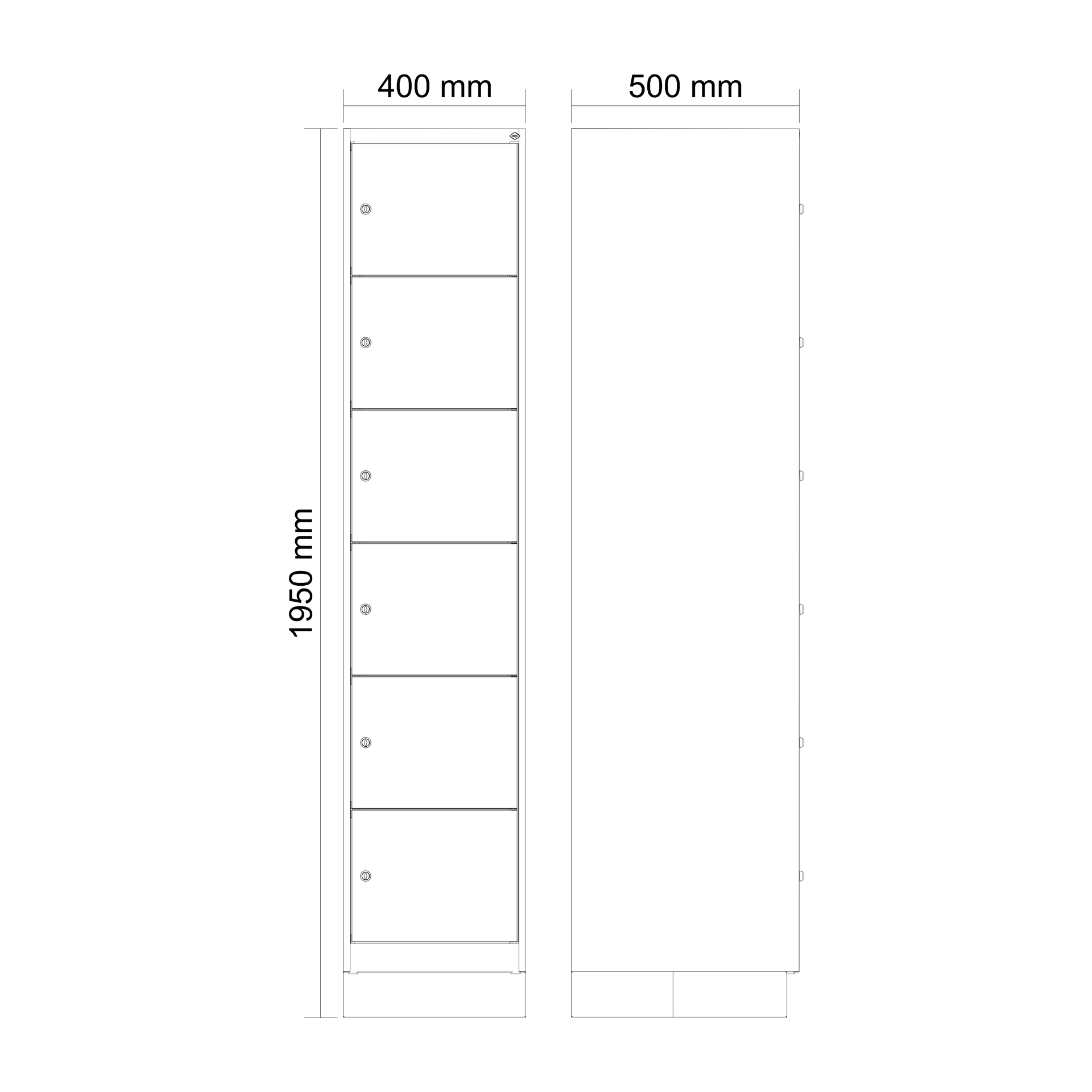 C+P Schlie�fachschrank Evolo PLUS, Sockel, 6 F�cher, 1950x400x500mm