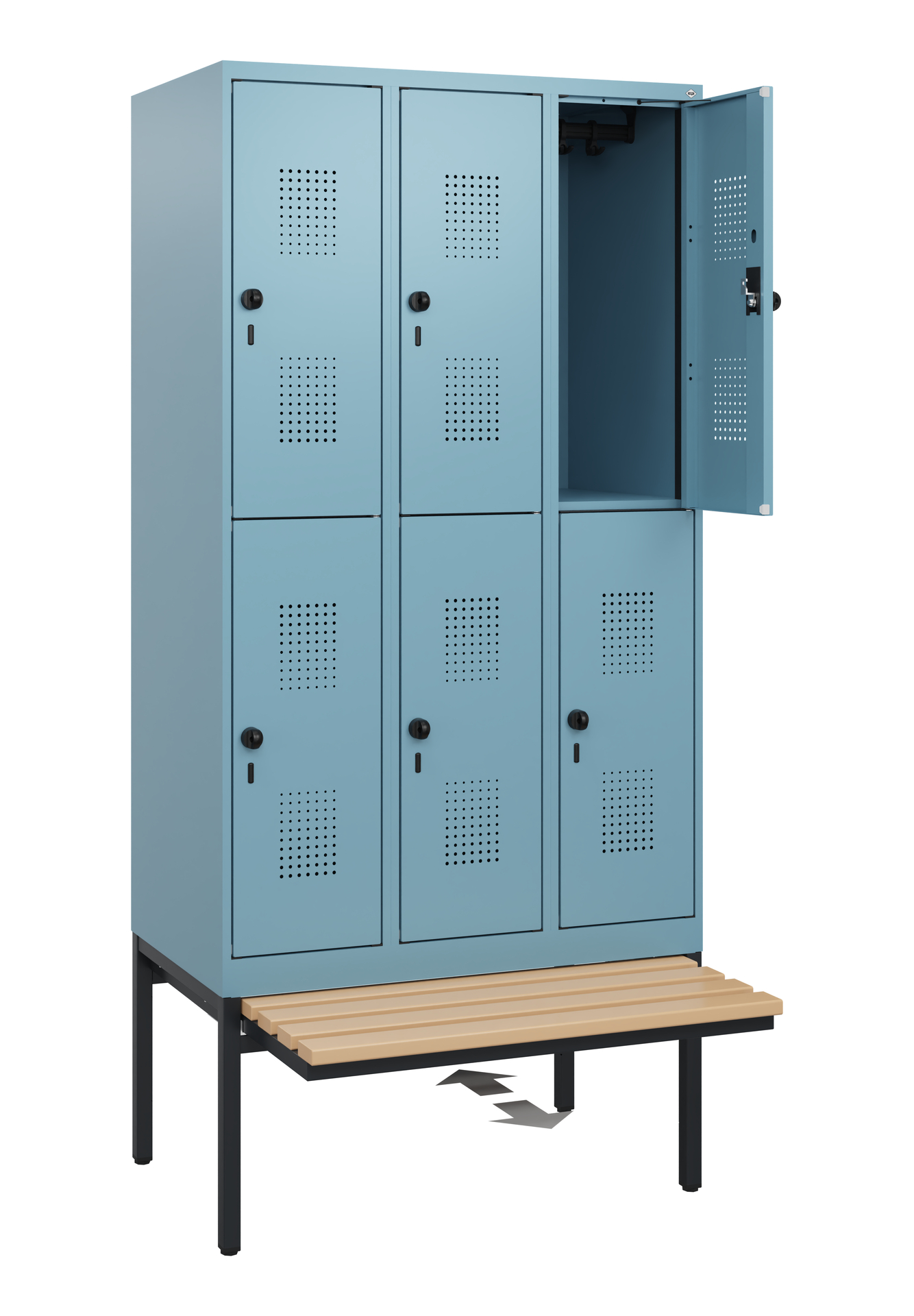 C+P Doppelstöckiger Spind Evolo PLUS, 6 Fächer, 1950x900x815mm
