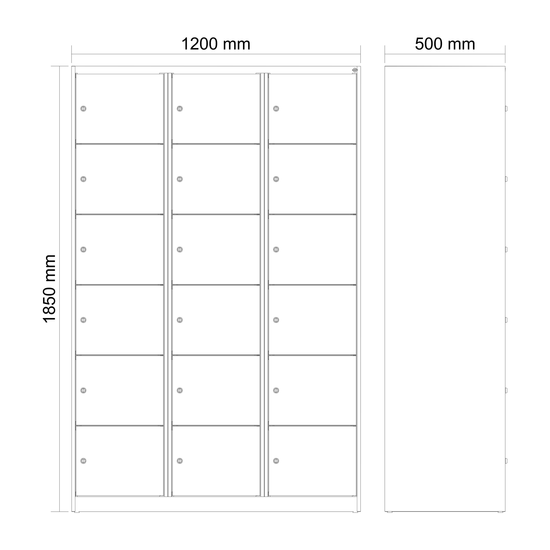 C+P Schlie�fachschrank Evolo PLUS, 18 F�cher, 1850x1200x500mm