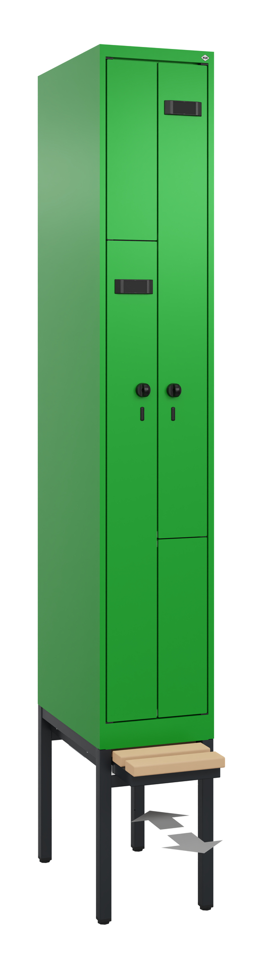 C+P Z-Spind Evolo PLUS, Bank, 2 Fächer, 2120x300x815mm