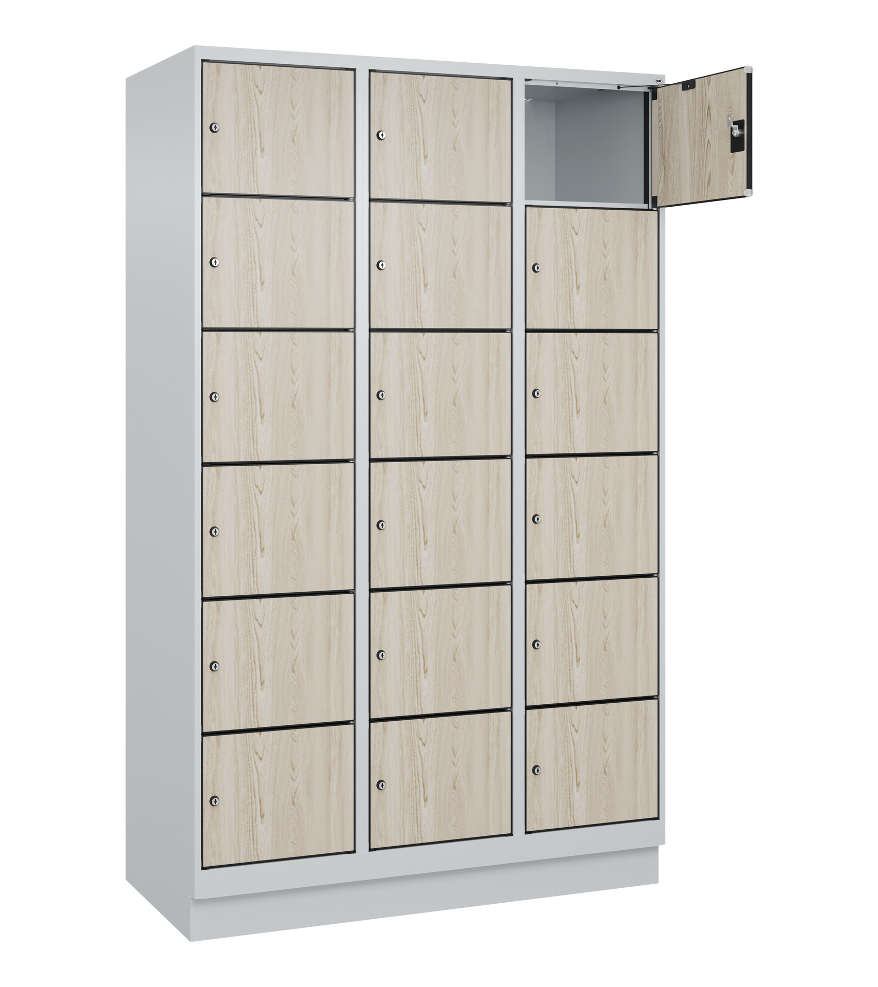 C+P Schlie�fachschrank Evolo PLUS, Sockel, 18 F�cher, 1950x1200x500mm