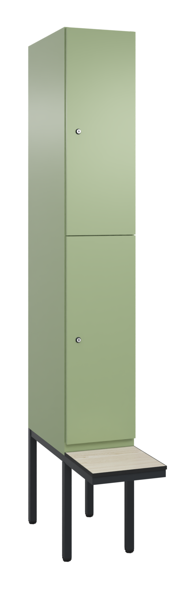 C+P Doppelstöckiger Spind, Cambio, 2 Fach, Bank, 2120x300x815mm, 9016/VK427