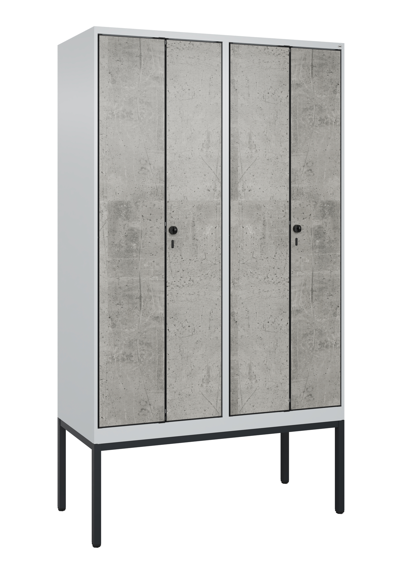 C+P Schwarz-Wei�-Spind Evolo PLUS, Gestell, 4 Abteile, 2120x1200x500mm