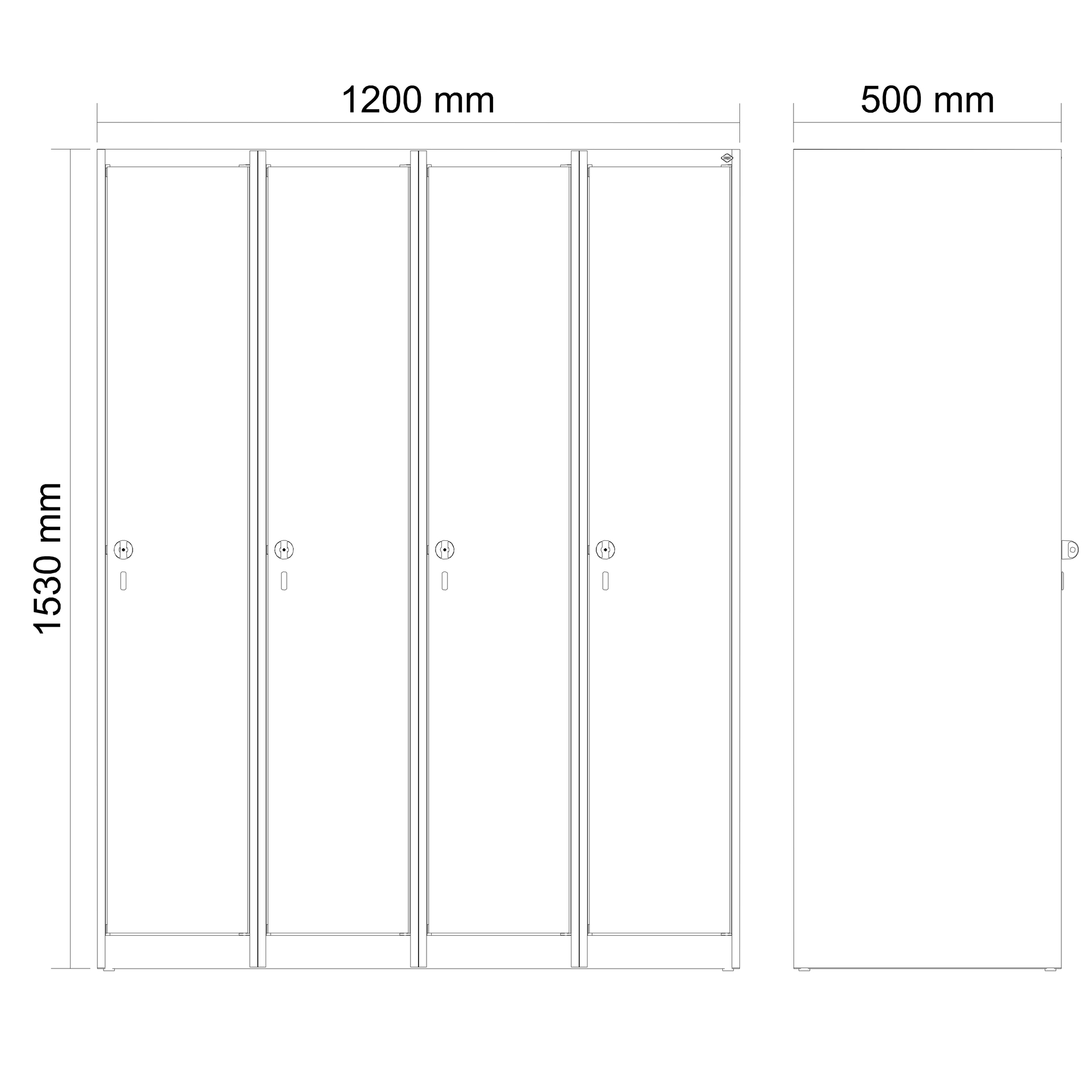 C+P Spind Evolo PLUS, 4 Abteile, 1530x1200x500mm