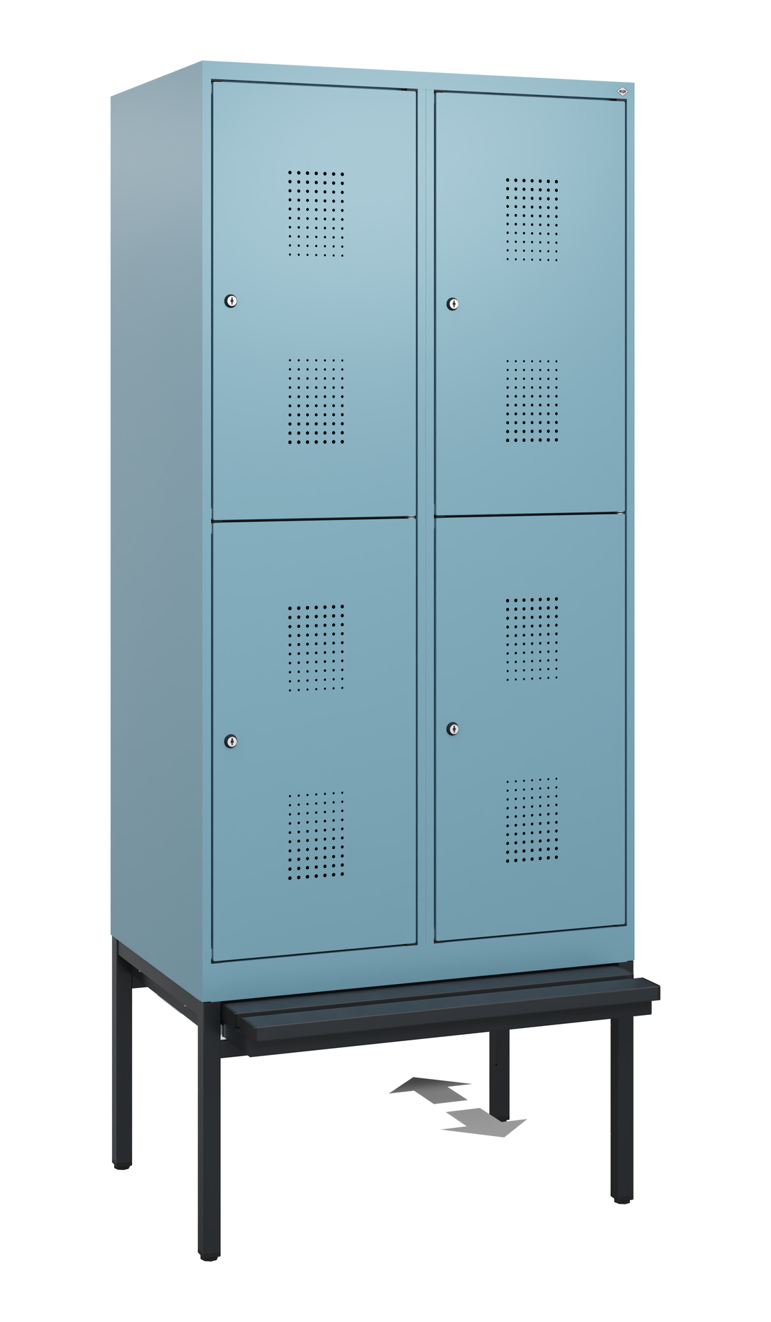 C+P Doppelstöckiger Spind Evolo PLUS, 4 Fächer, 1950x800x815mm