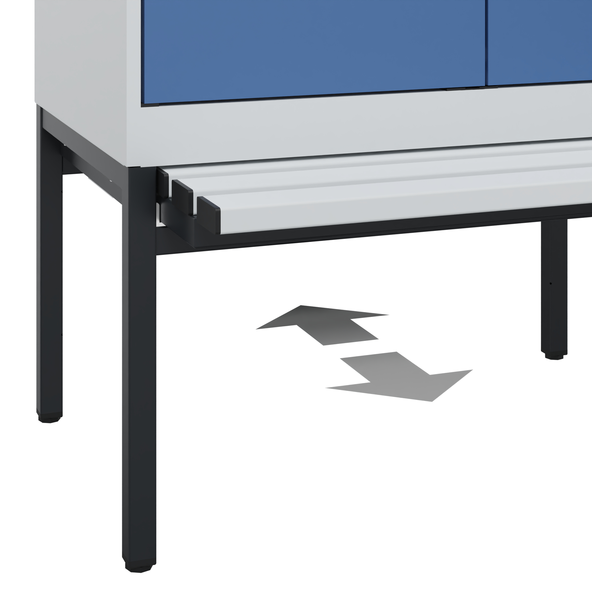 C+P Schwarz-Weiß-Spind Evolo PLUS, Bank, 2 Abteile, 2120x800x815mm