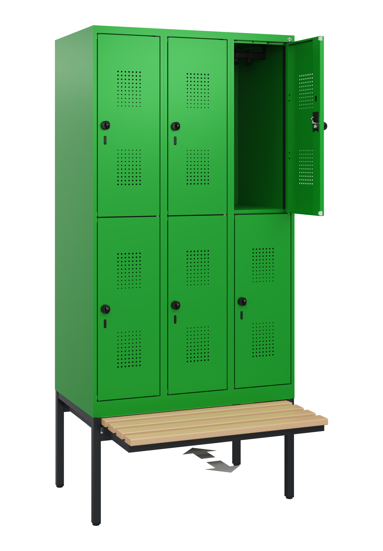 C+P Doppelstöckiger Spind Evolo PLUS, 6 Fächer, 1950x900x815mm