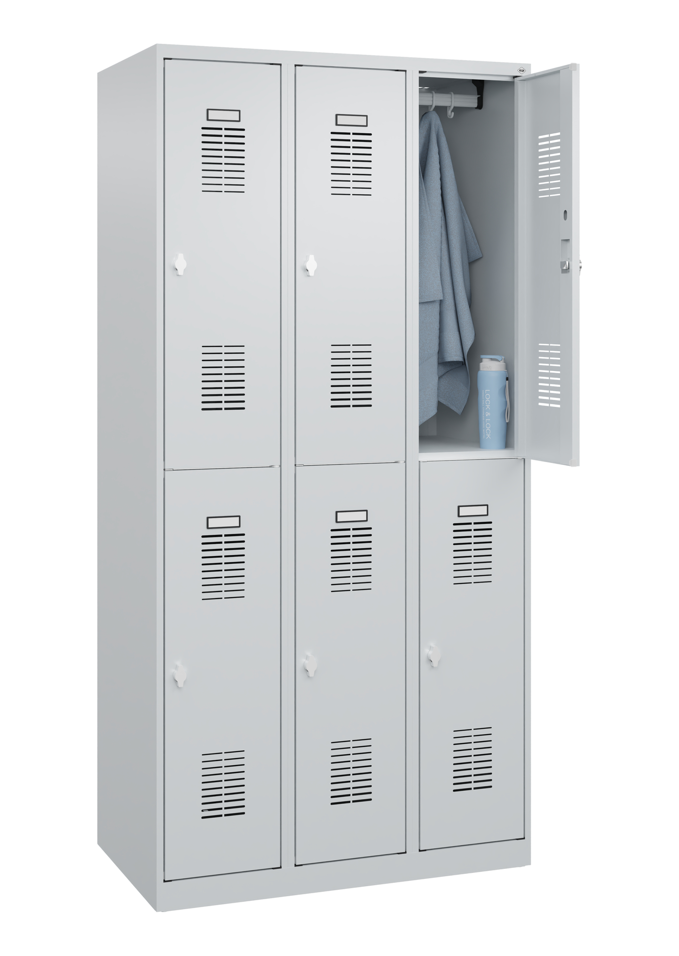C+P Doppelstöckiger Spind Basis PLUS, 3 Abteile, 1
