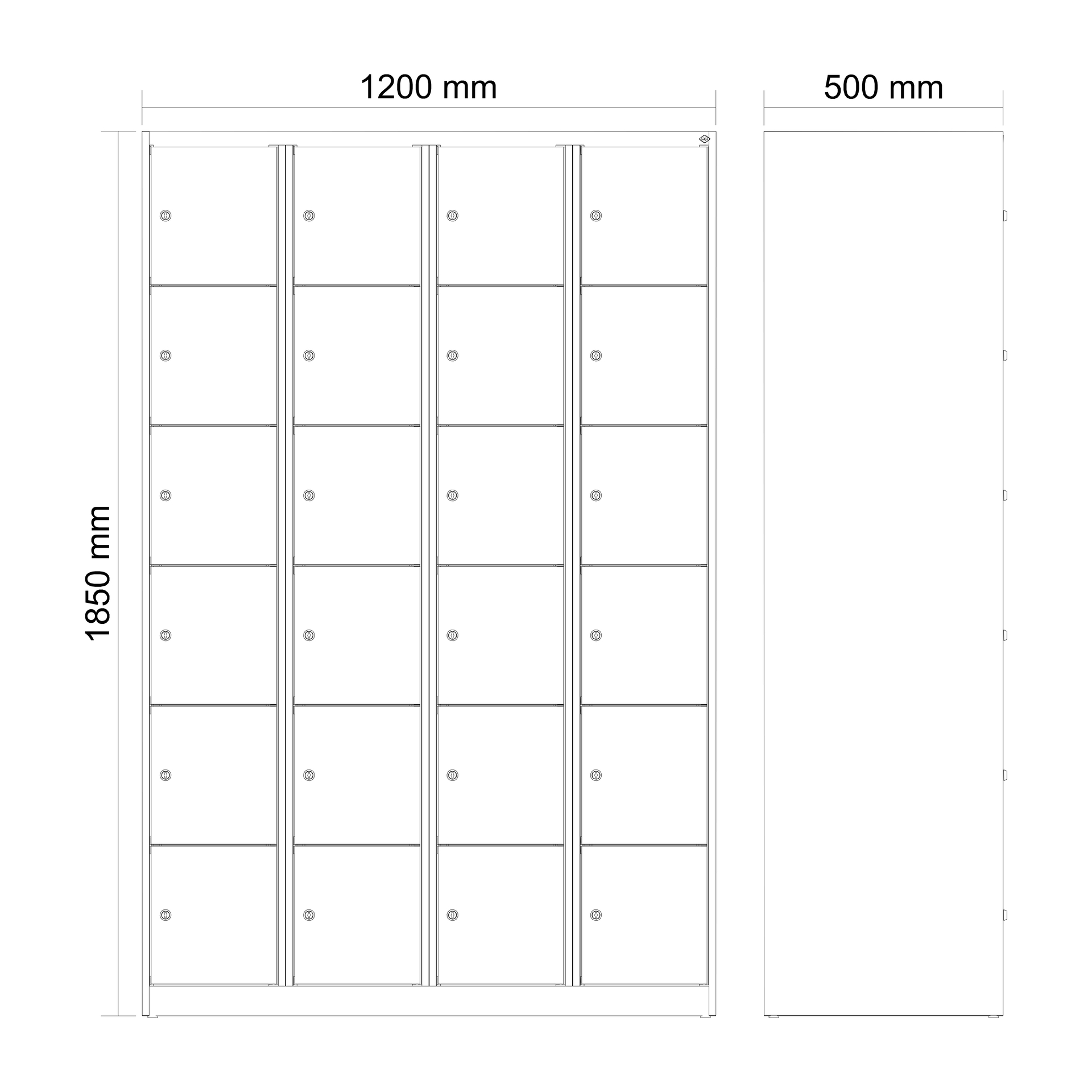 C+P Schlie�fachschrank Evolo PLUS, 24 F�cher, 1850x1200x500mm