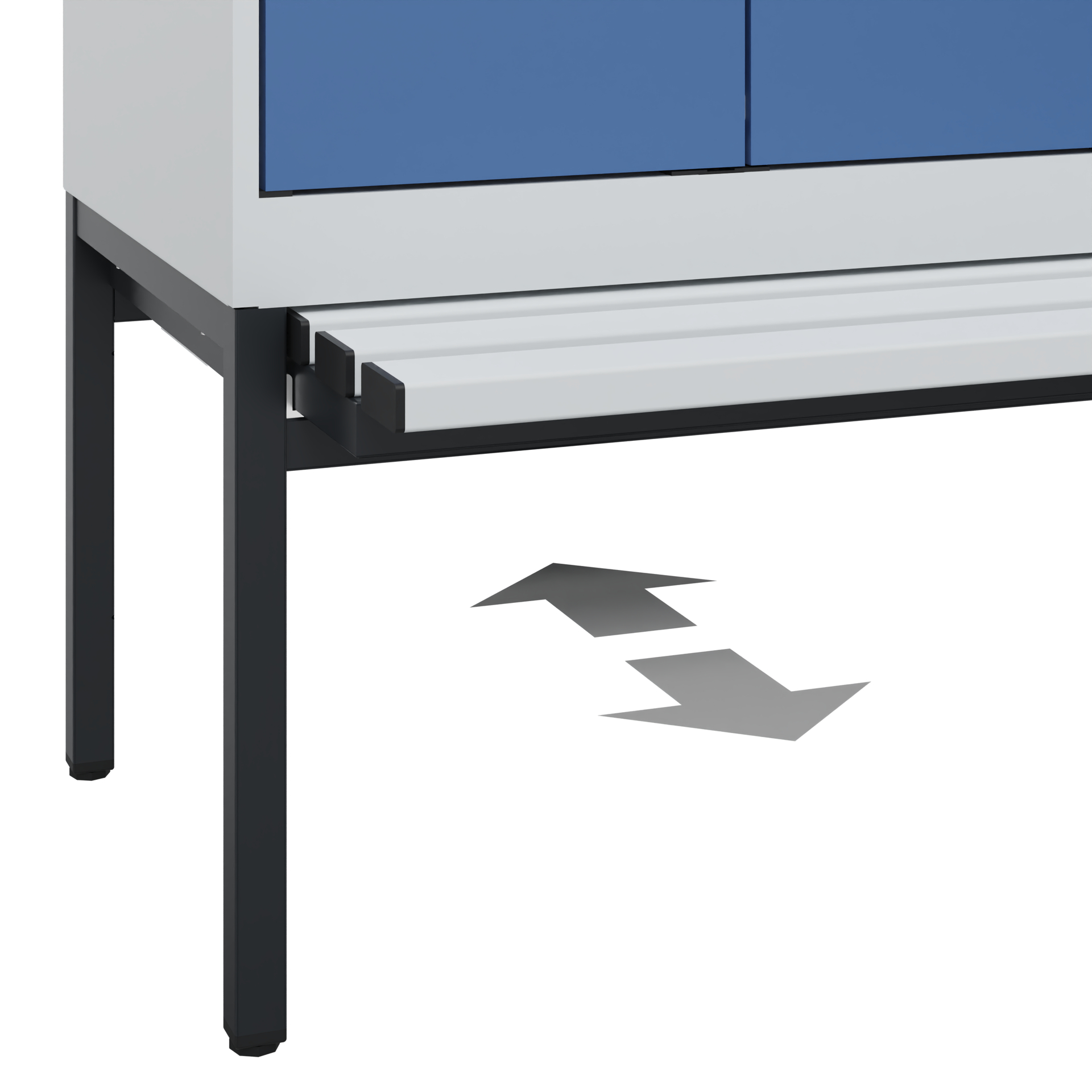 C+P PSA Schwarz-Weiß-Spind Evolo PLUS, Bank, 4 Abteile, 2120x1200x815mm