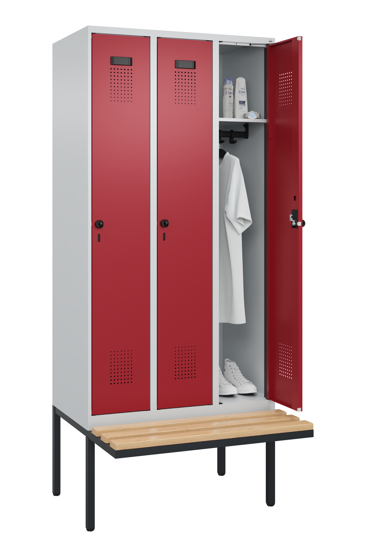 C+P Spind Evolo PLUS, Bank, 3 Abteile, 2120x900x81