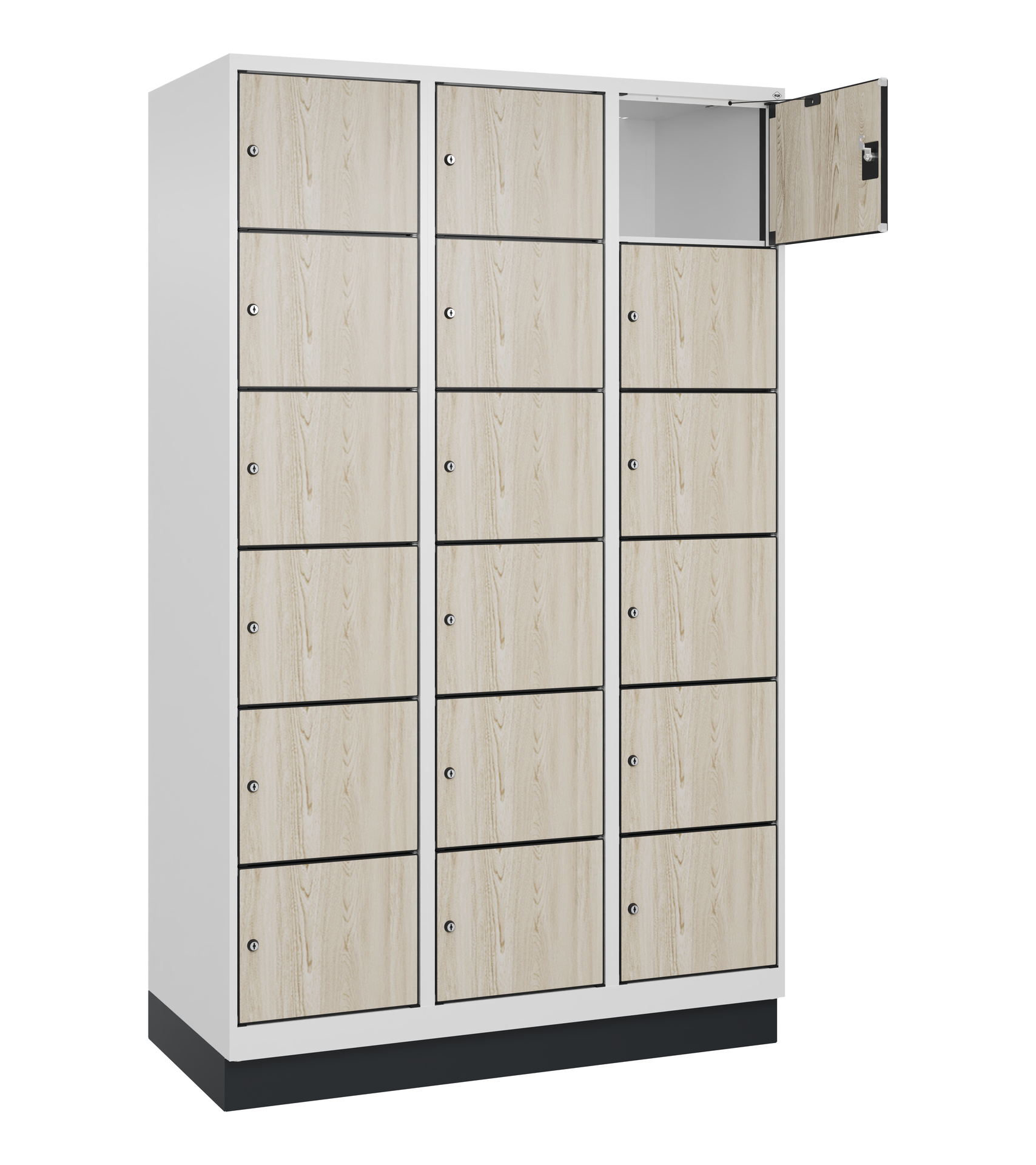 C+P Schlie�fachschrank Evolo PLUS, Sockel, 18 F�cher, 1950x1200x500mm