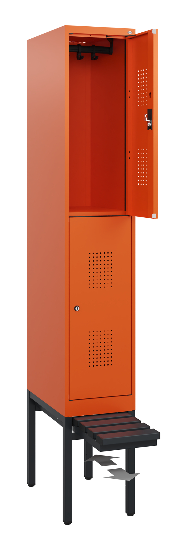 C+P Doppelstöckiger Spind Evolo PLUS, 2 Fächer, 1950x300x815mm