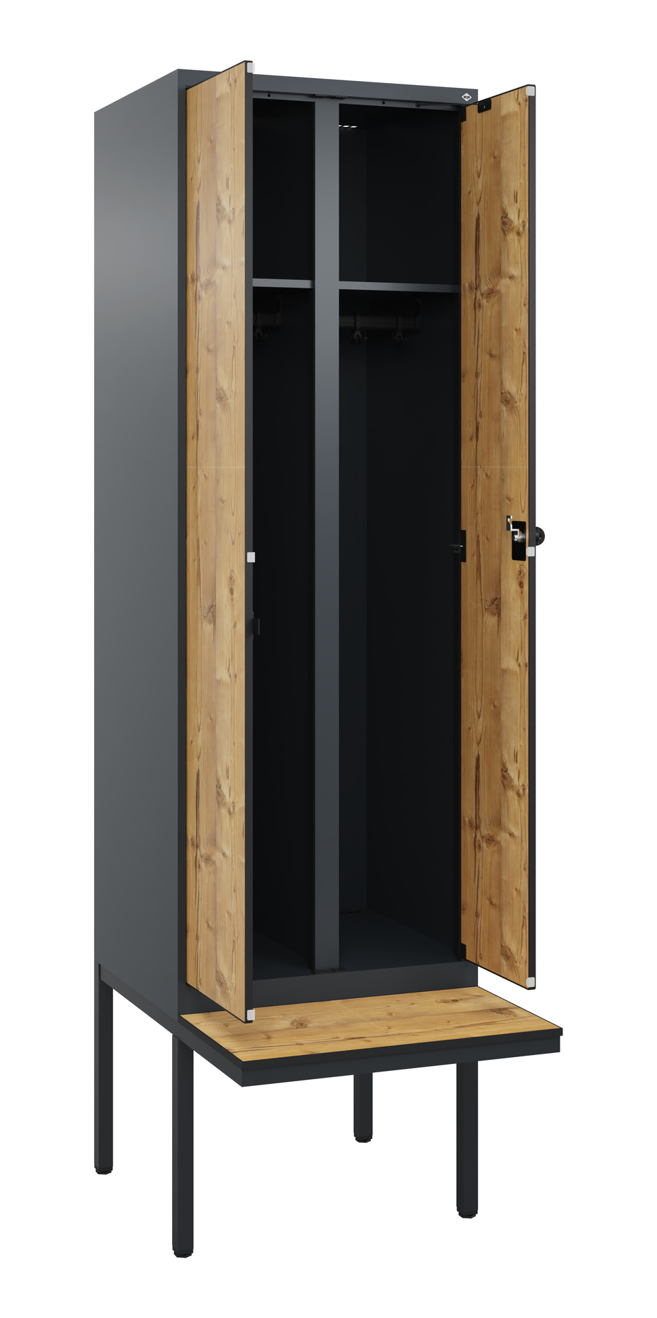 C+P Schwarz-Wei�-Spind Evolo PLUS, Bank, 2 Abteile, 2120x600x815mm C+P Schwarz-Wei�-Spind Evolo PLUS, Bank, 2 Abteile, 2120x600x815mm