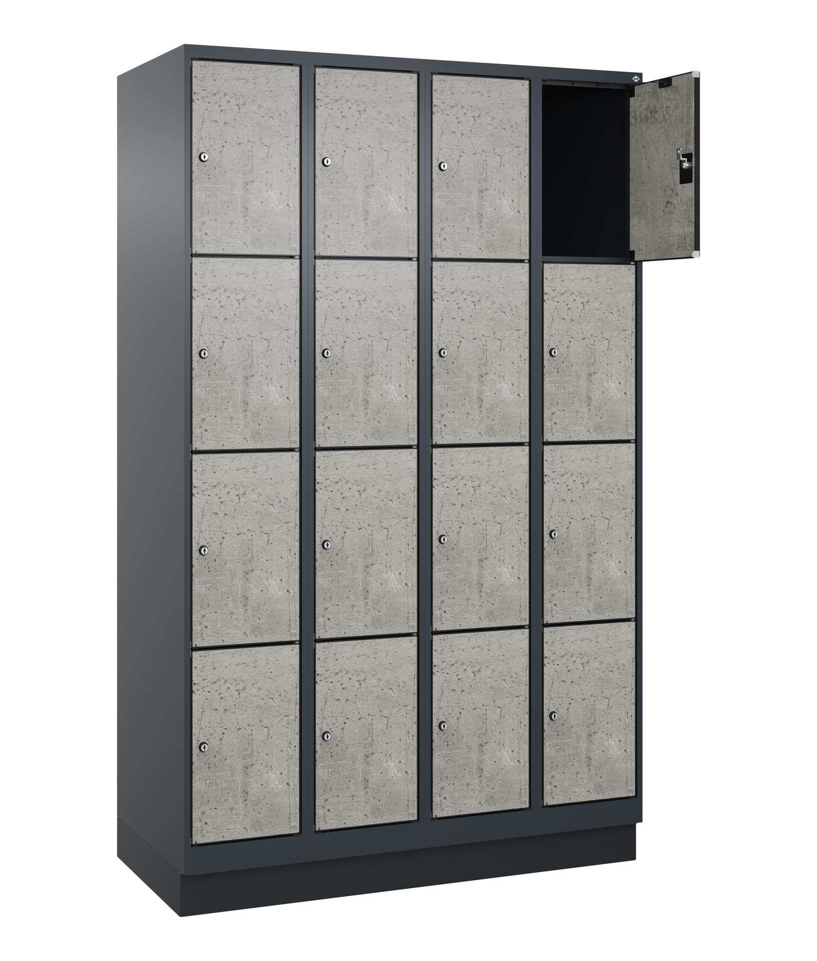 C+P Schlie�fachschrank Evolo PLUS, Sockel, 16 F�cher, 1950x1200x500mm