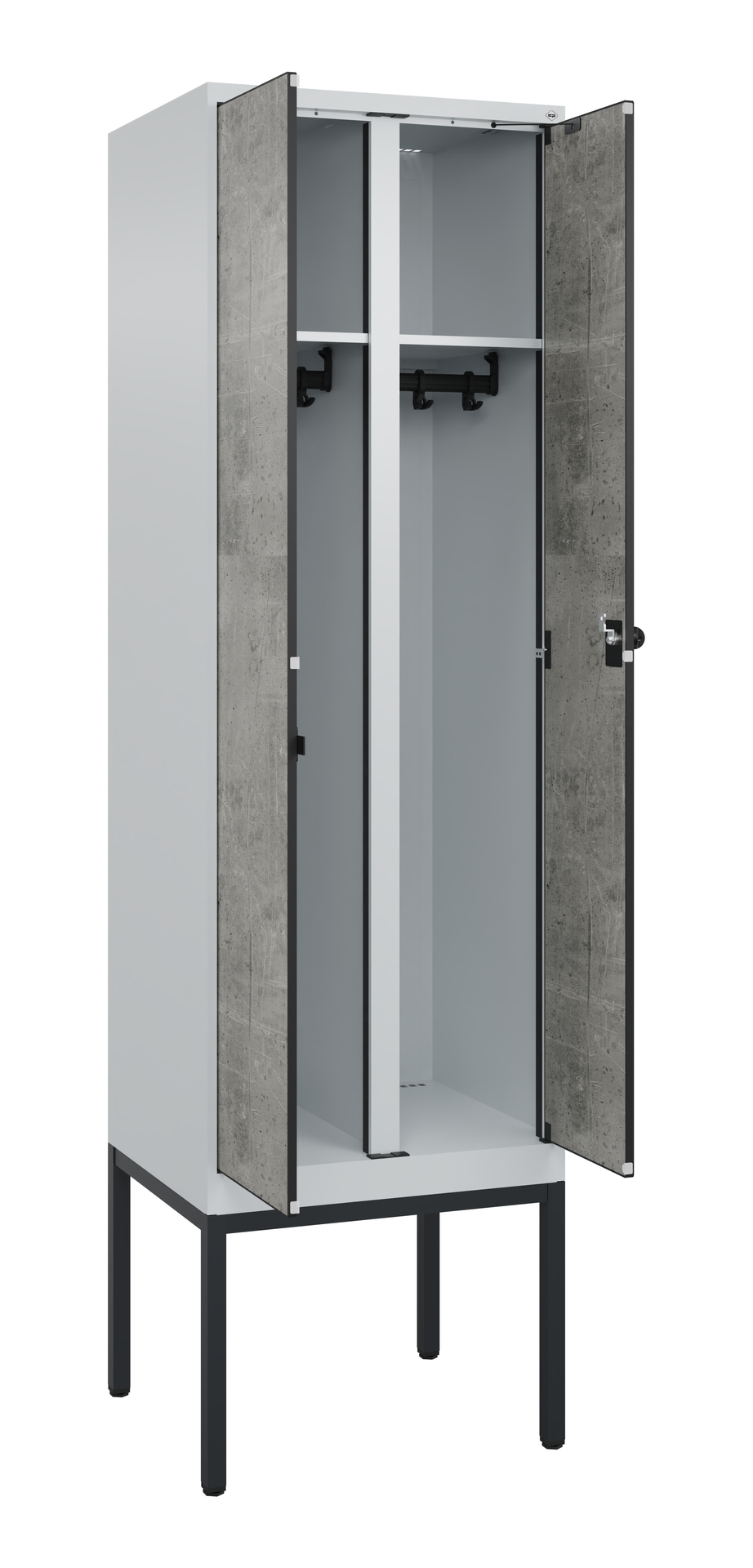 C+P Schwarz-Wei�-Spind Evolo PLUS, Gestell, 2 Abteile, 2120x600x500mm