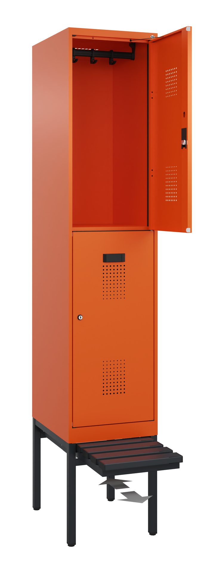 C+P Doppelstöckiger Spind Evolo PLUS, 2 Fächer, 2120x400x815mm