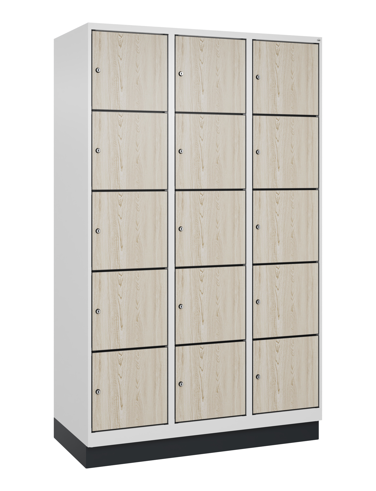 C+P Schlie�fachschrank Evolo PLUS, Sockel, 15 F�cher, 1950x1200x500mm
