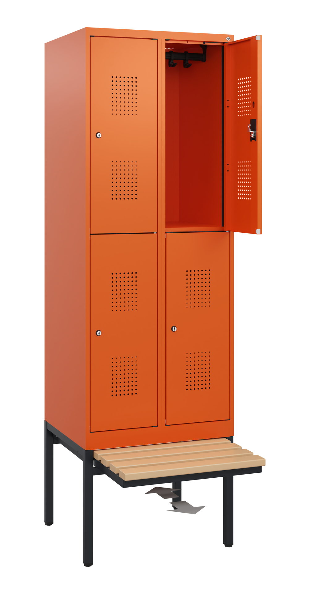 C+P Doppelstöckiger Spind Evolo PLUS, 4 Fächer, 1950x600x815mm
