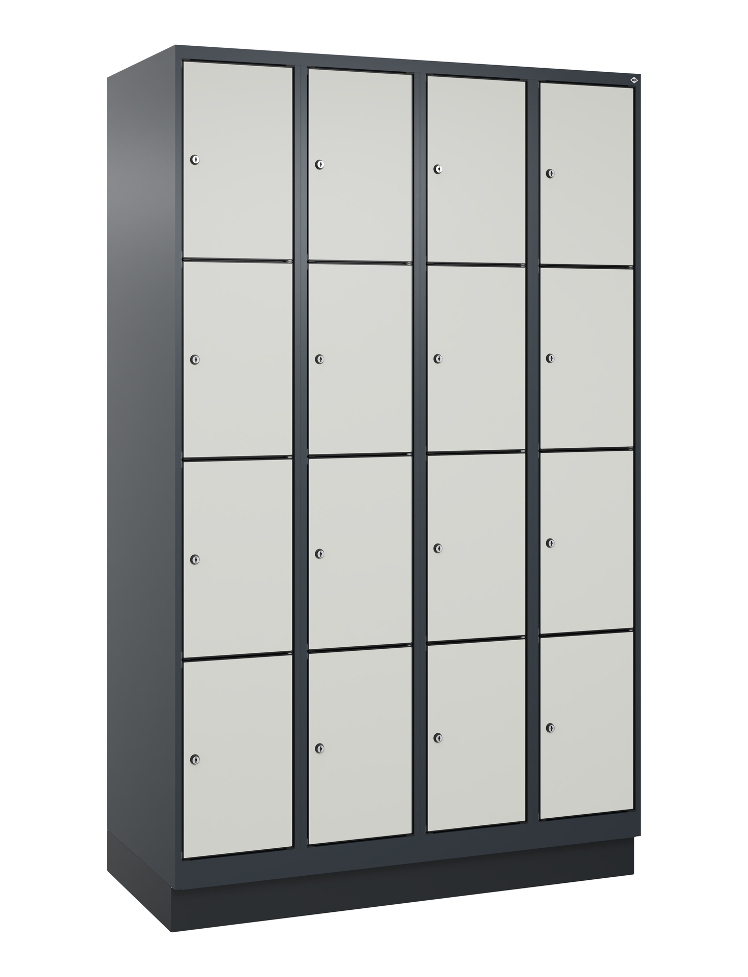 C+P Schlie�fachschrank Evolo PLUS, Sockel, 16 F�cher, 1950x1200x500mm