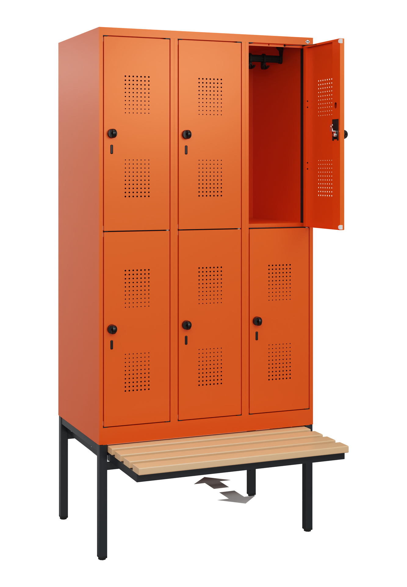 C+P Doppelstöckiger Spind Evolo PLUS, 6 Fächer, 1950x900x815mm