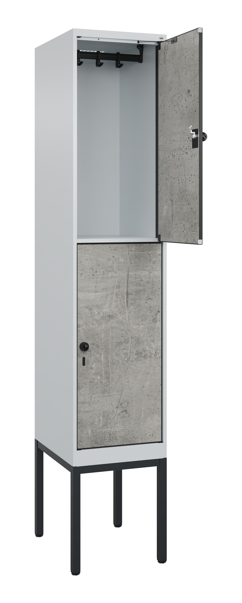 C+P Doppelst�ckiger Spind Evolo PLUS, 2 F�cher, 2120x400x500mm