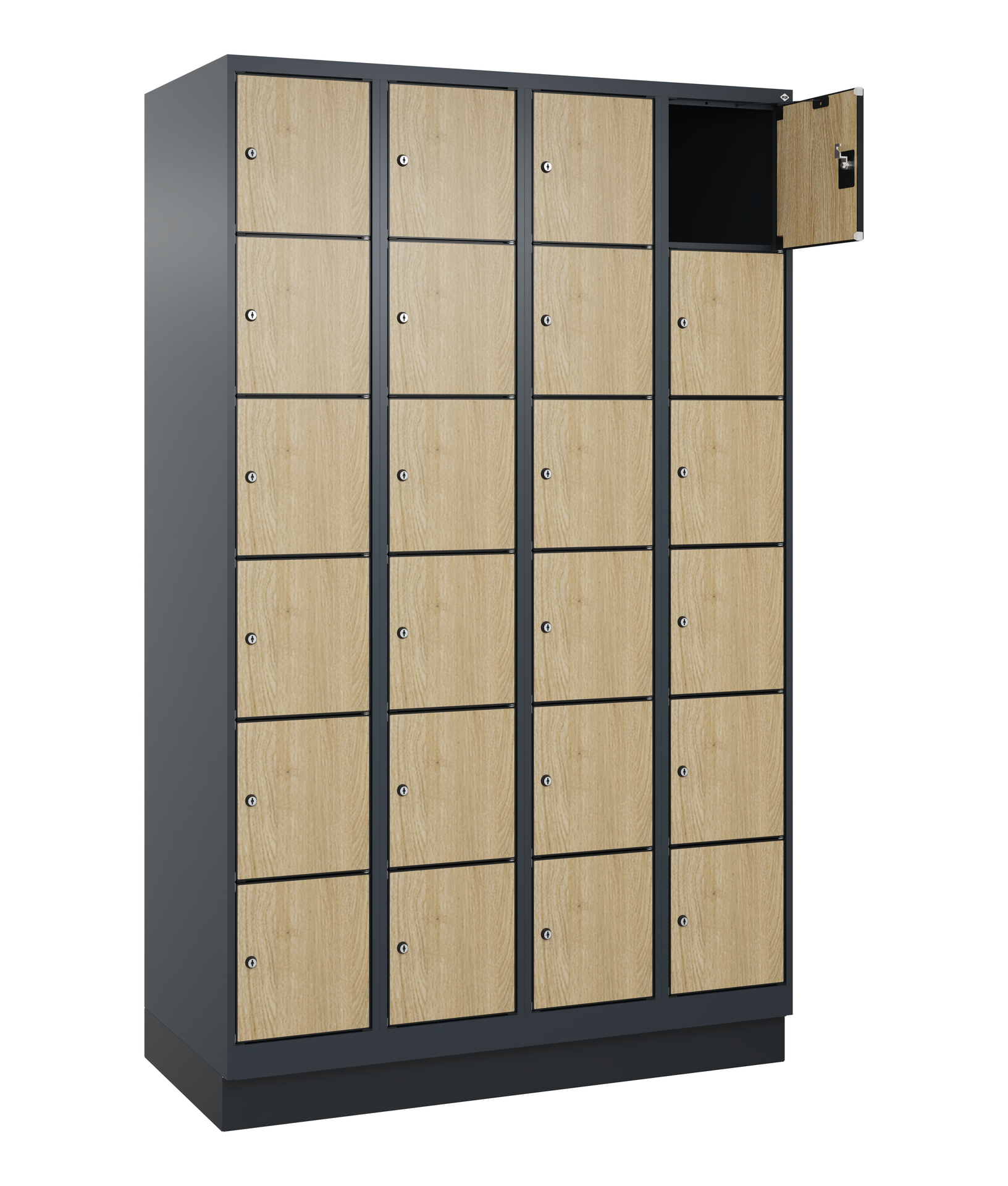 C+P Schlie�fachschrank Evolo PLUS, Sockel, 24 F�cher, 1950x1200x500mm