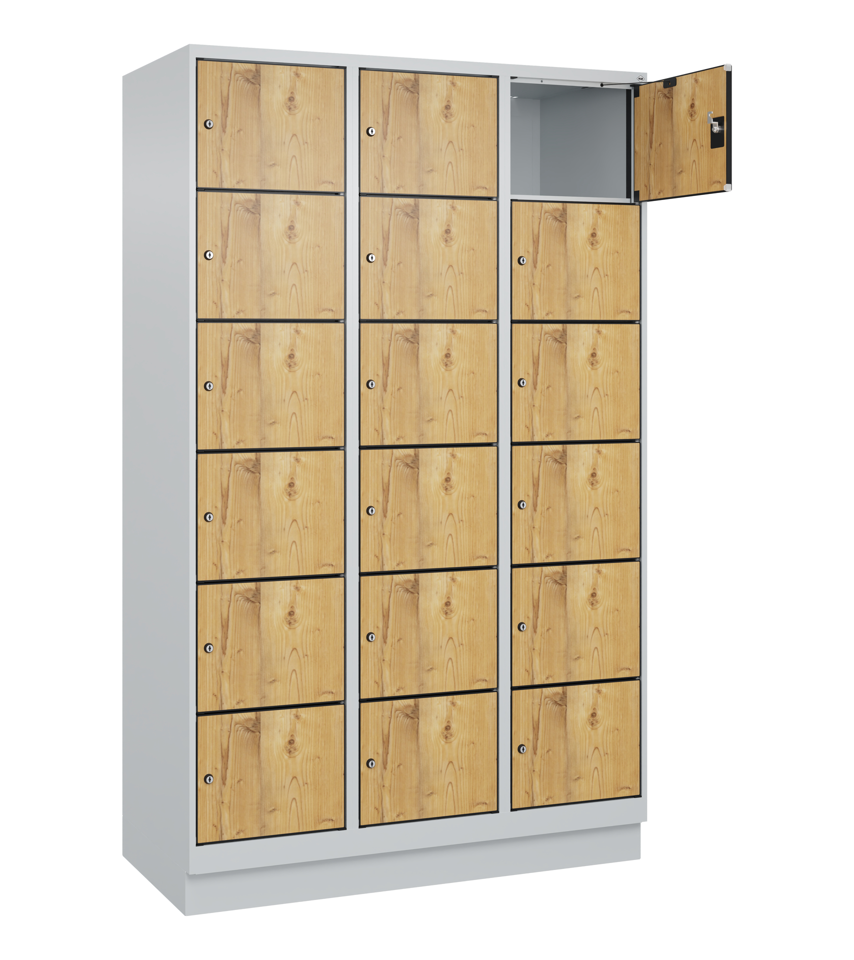 C+P Schlie�fachschrank Evolo PLUS, Sockel, 18 F�cher, 1950x1200x500mm