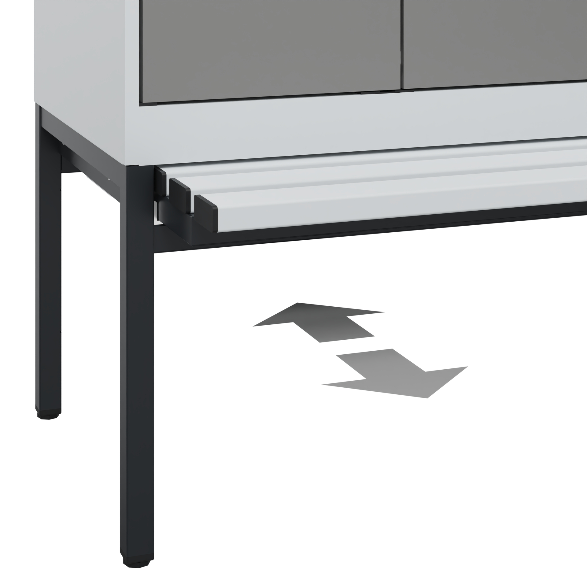 C+P PSA Schwarz-Weiß-Spind Evolo PLUS, Bank, 2 Abteile, 2120x600x815mm