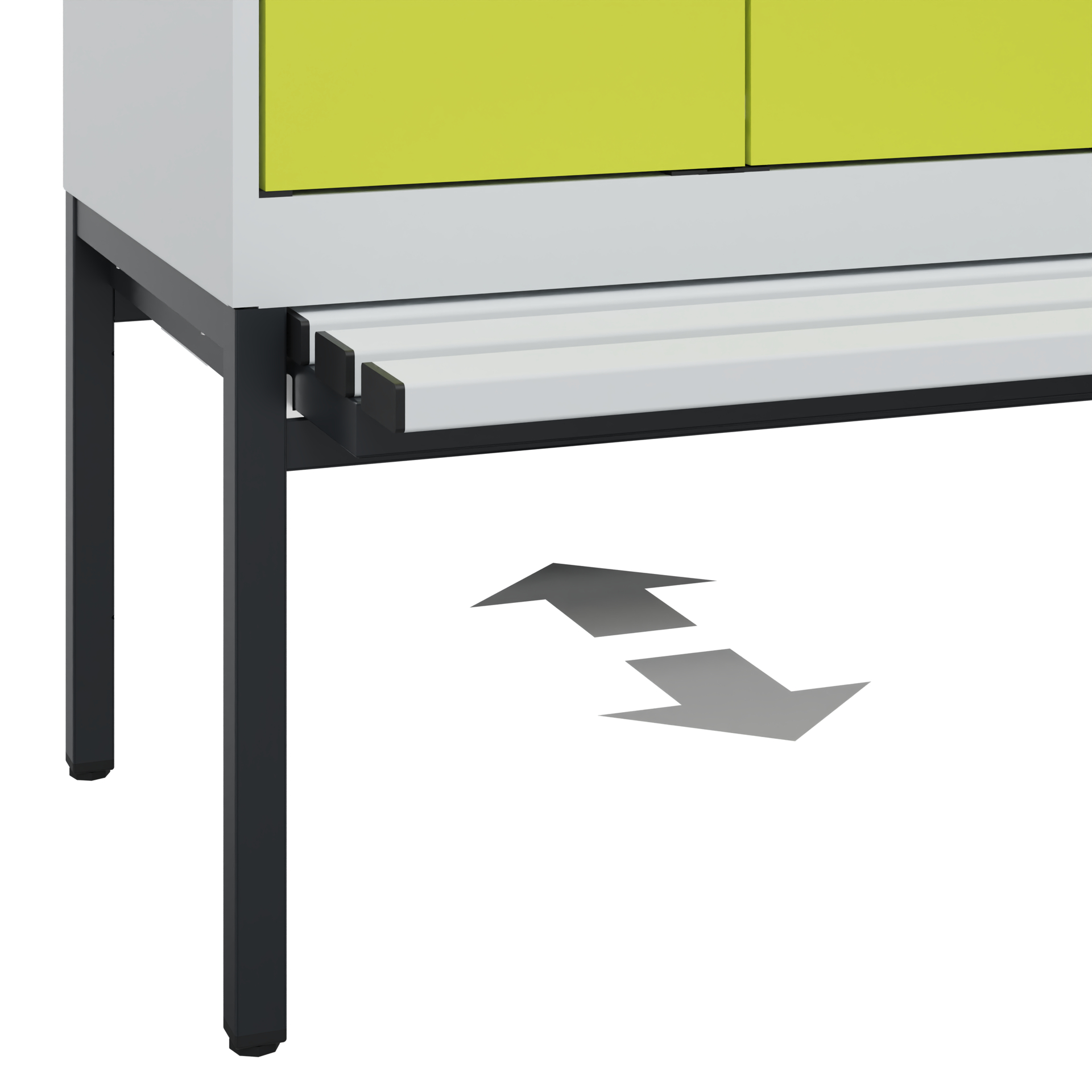 C+P PSA Schwarz-Weiß-Spind Evolo PLUS, Bank, 4 Abteile, 2120x1200x815mm