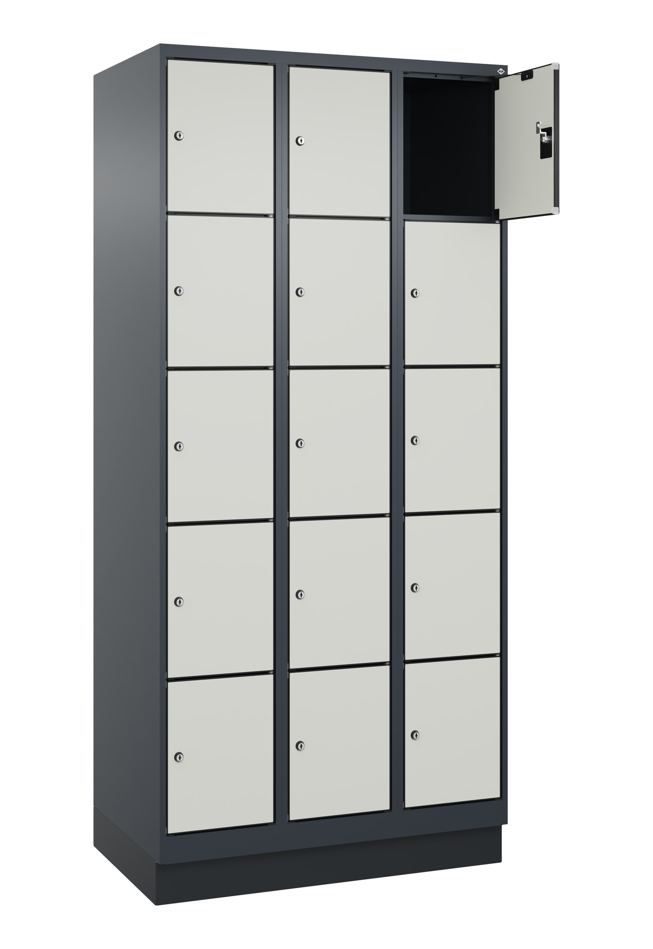 C+P Schlie�fachschrank Evolo PLUS, Sockel, 15 F�cher, 1950x900x500mm
