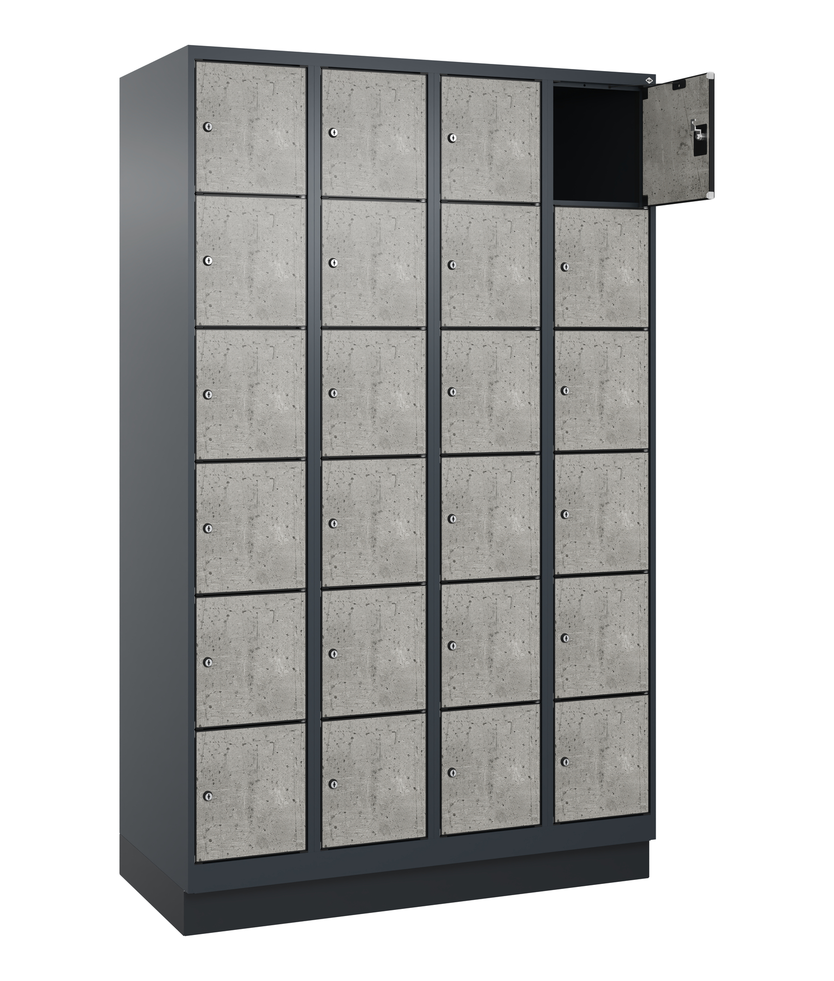 C+P Schlie�fachschrank Evolo PLUS, Sockel, 24 F�cher, 1950x1200x500mm