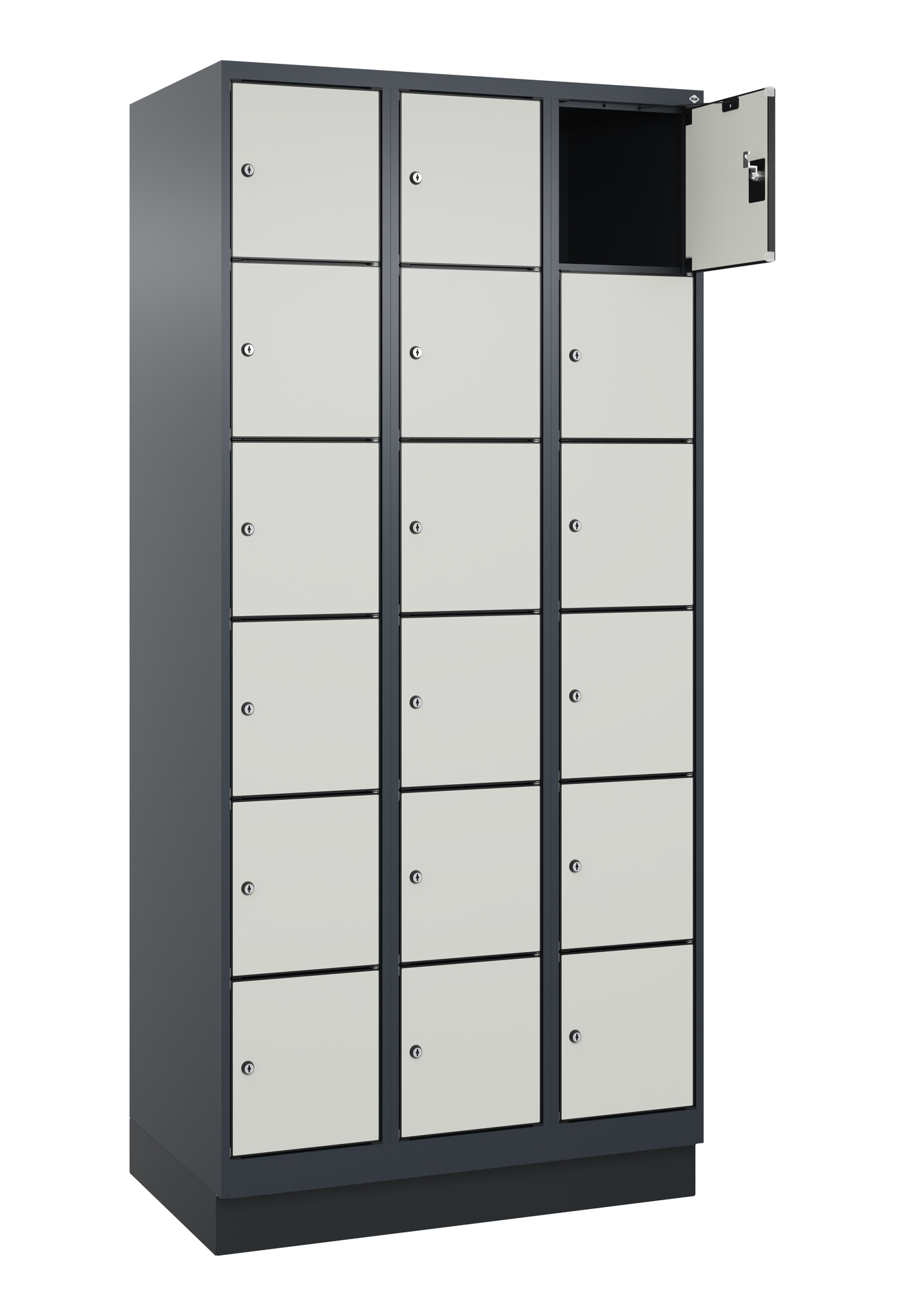 C+P Schlie�fachschrank Evolo PLUS, Sockel, 18 F�cher, 1950x900x500mm