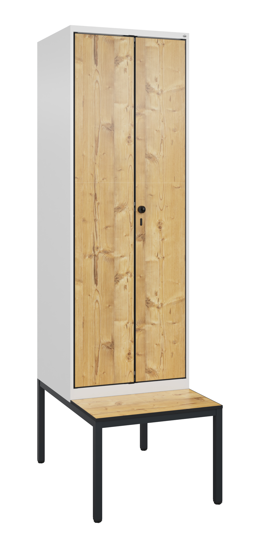 C+P PSA Schwarz-Wei�-Spind Evolo PLUS, Bank, 2 Abteile, 2120x600x815mm