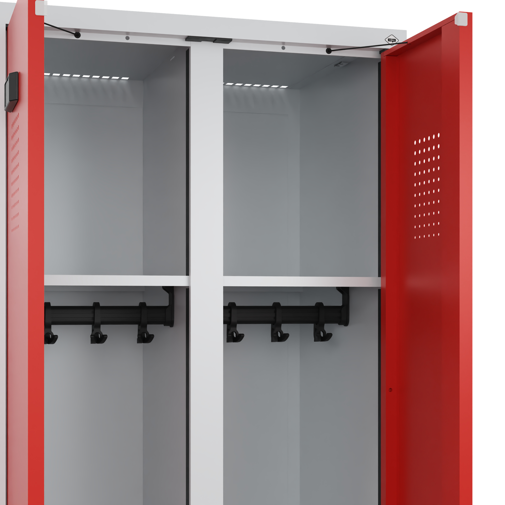 C+P Schwarz-Weiß-Spind Evolo PLUS, Bank, 2 Abteile, 2120x600x815mm