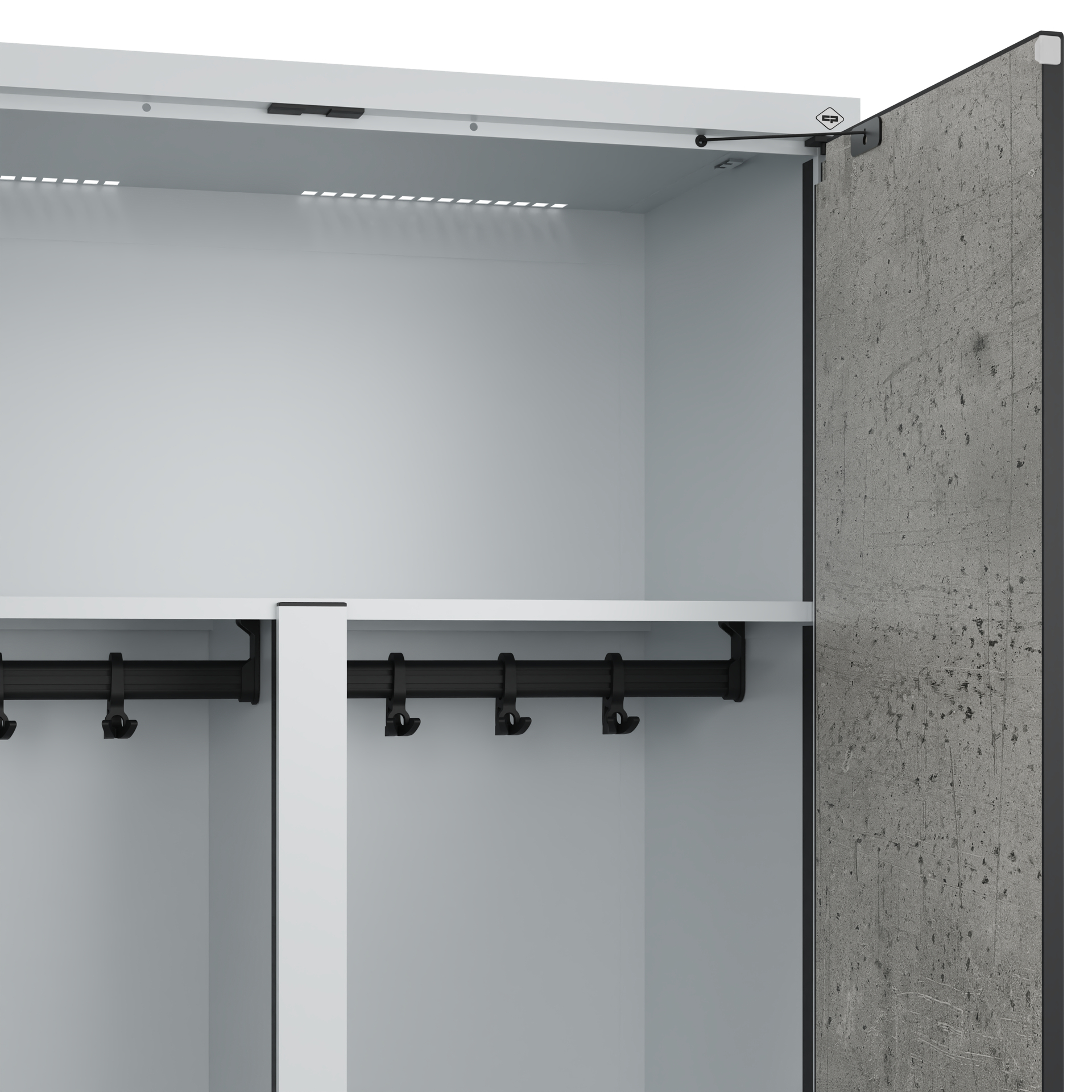 C+P PSA Schwarz-Wei�-Spind Evolo PLUS, Gestell, 2 Abteile, 2120x800x500mm