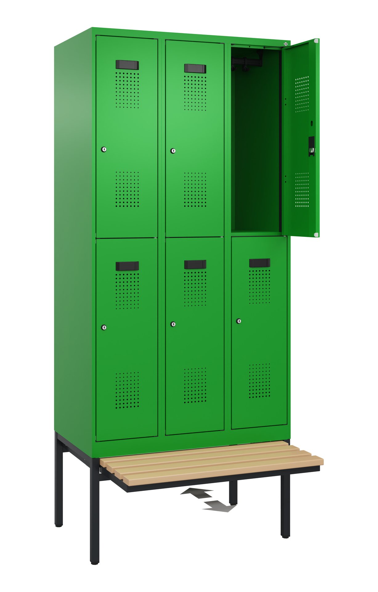 C+P Doppelstöckiger Spind Evolo PLUS, 6 Fächer, 2120x900x815mm