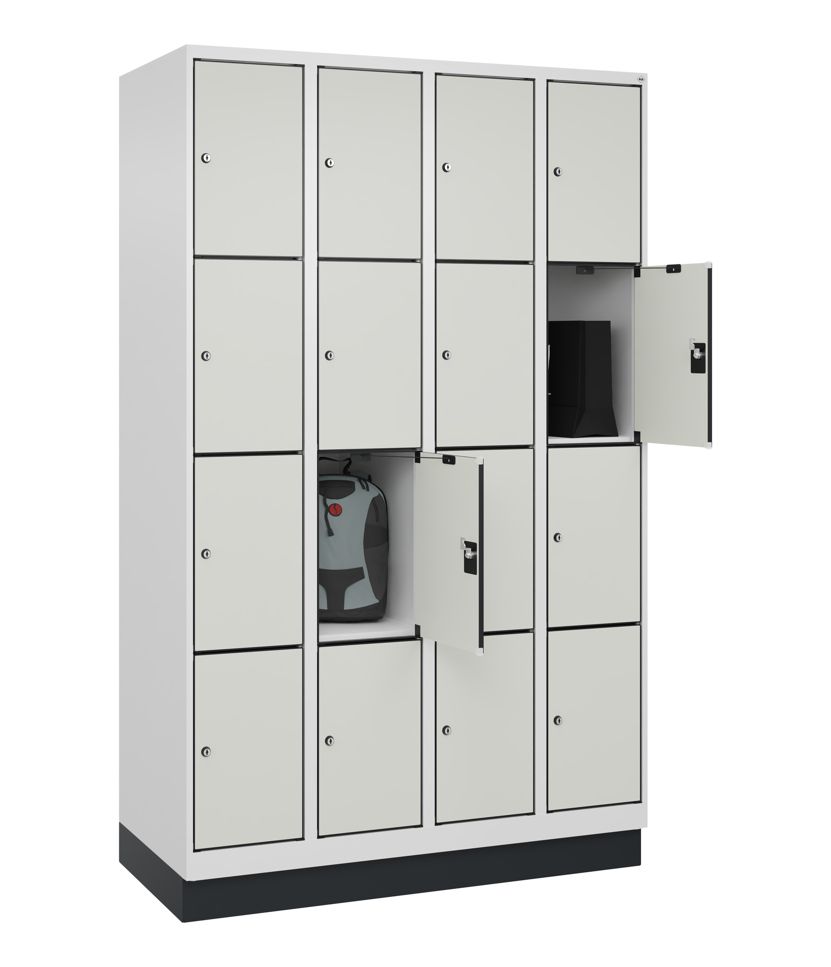 C+P Schlie�fachschrank Evolo PLUS, Sockel, 16 F�cher, 1950x1200x500mm