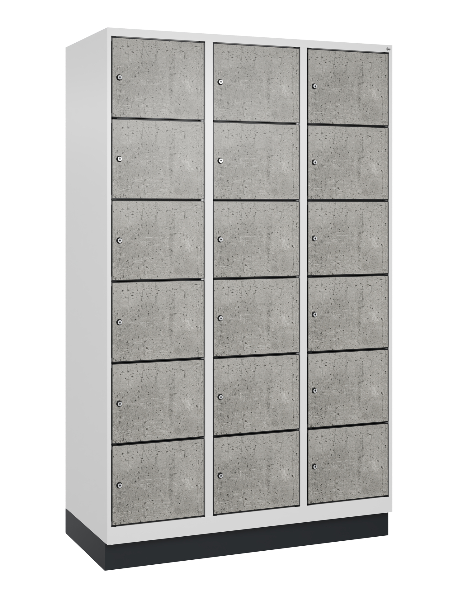 C+P Schlie�fachschrank Evolo PLUS, Sockel, 18 F�cher, 1950x1200x500mm
