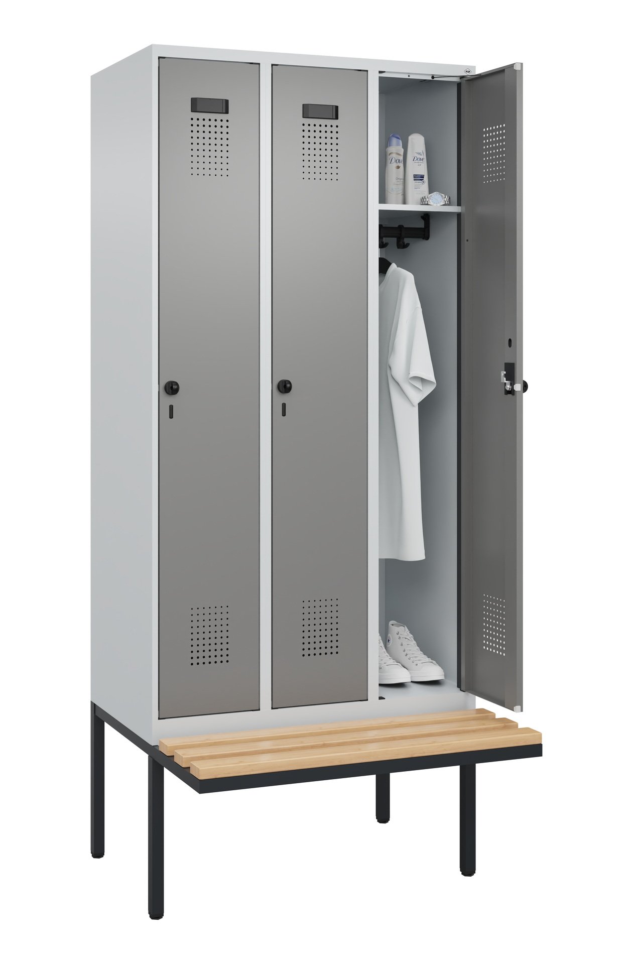 C+P Spind Evolo PLUS, Bank, 3 Abteile, 2120x900x81