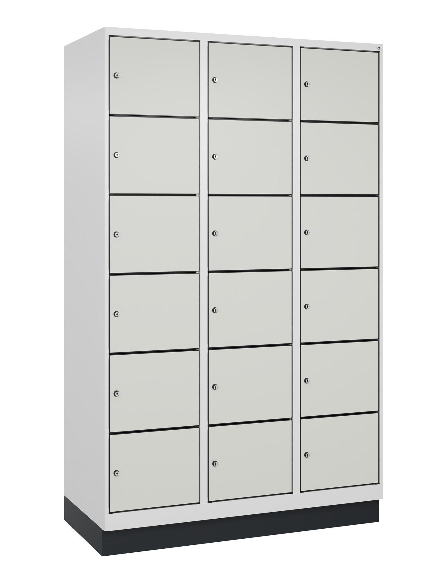 C+P Schlie�fachschrank Evolo PLUS, Sockel, 18 F�cher, 1950x1200x500mm