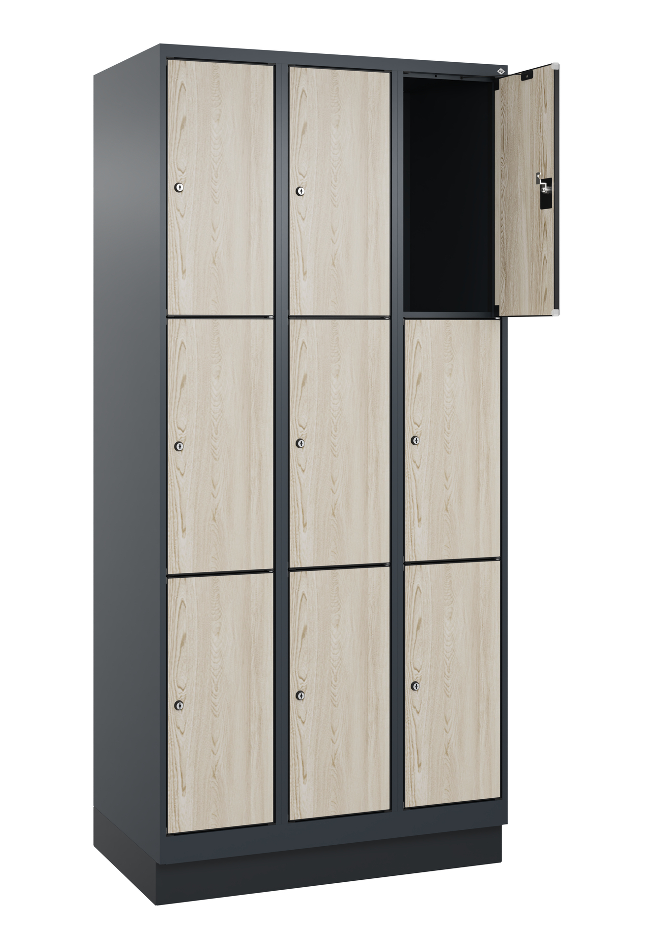 C+P Schlie�fachschrank Evolo PLUS, Sockel, 9 F�cher, 1950x900x500mm