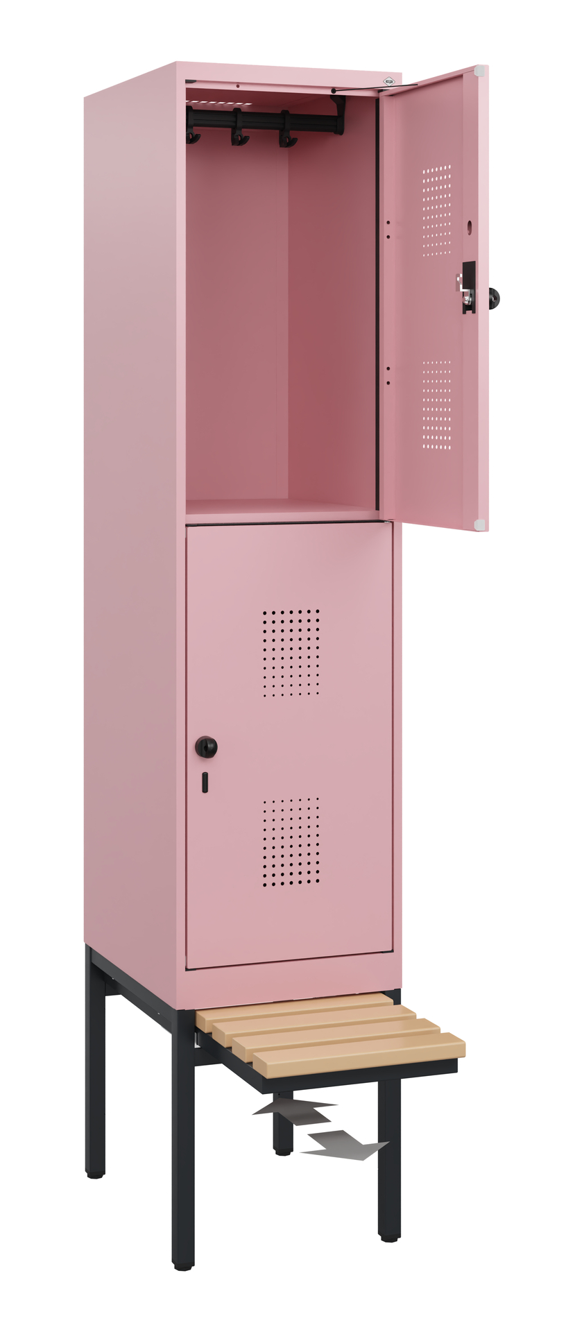 C+P Doppelstöckiger Spind Evolo PLUS, 2 Fächer, 1950x400x815mm